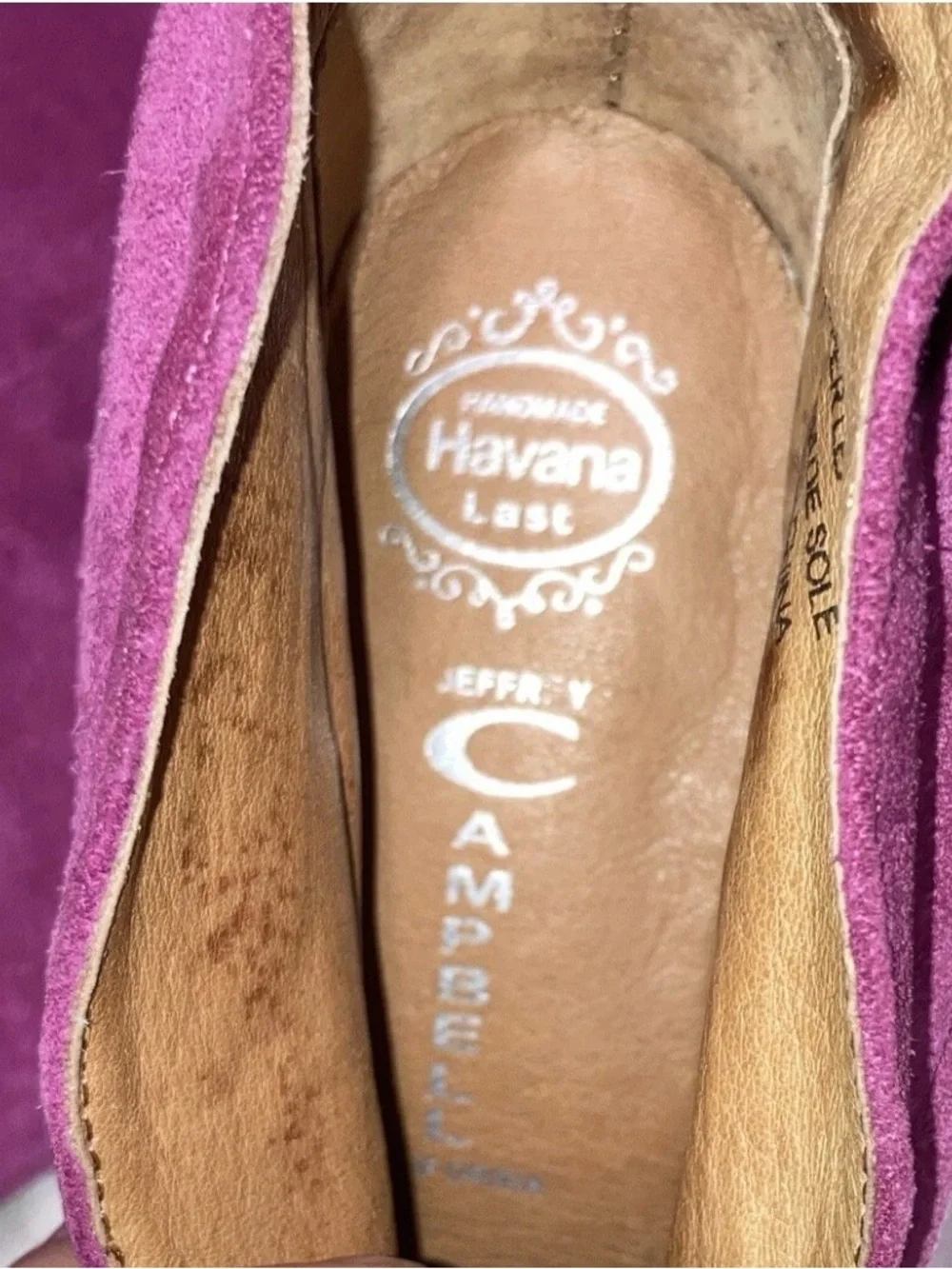 Jeffrey Campbell Havana Last Purple Suede Zoomie Hidden Wedge Ankle Booties Sz 5